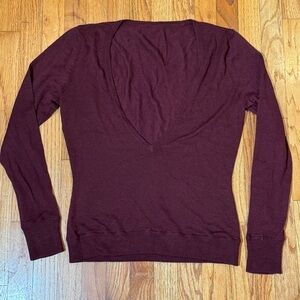 Deep V-Neck Burgundy Sweater